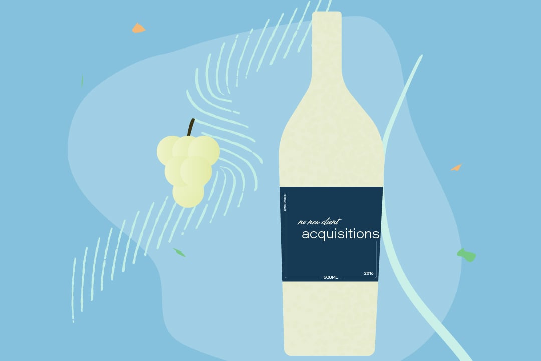 a wine bottle for new client acquisitions