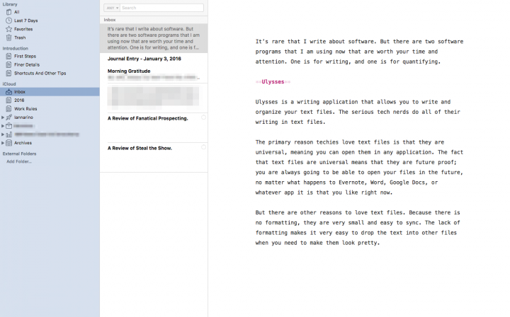 Ulysses app screen shot Iannarino