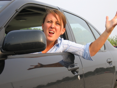 alt image for an angry women in a car