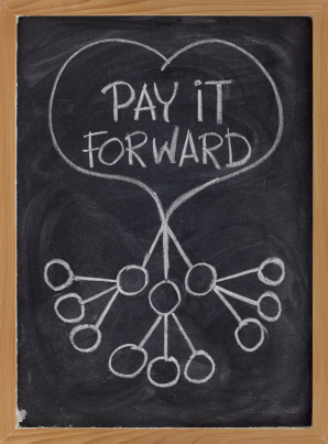 alt text image for a chalkboard with "pay it forward" written on it