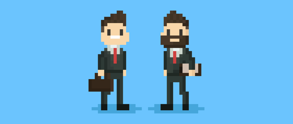 Two Modern Consultative Salespeople in 8-bit format