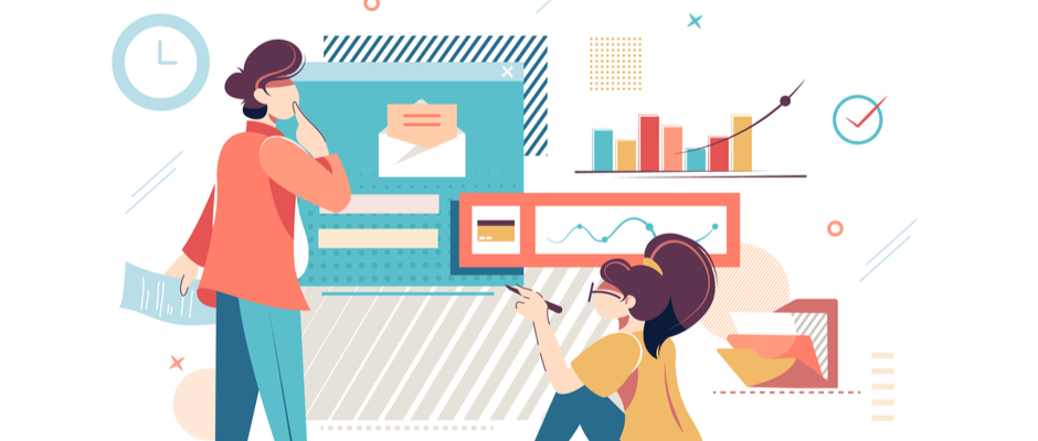 Two salespeople work on a problem that they can solve