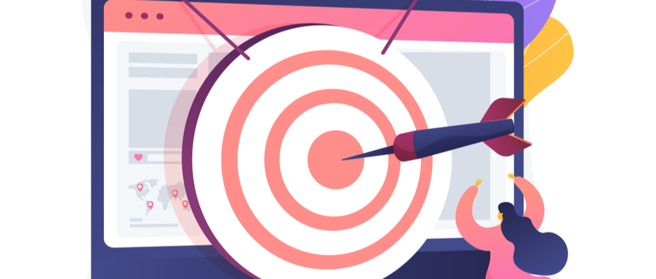 A giant bullseye with a dart represents the points of effectiveness problems in sales