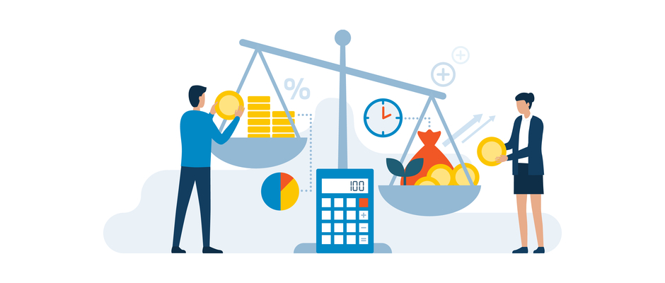 The salesperson finds time by investing coins on a large scale to balance their time