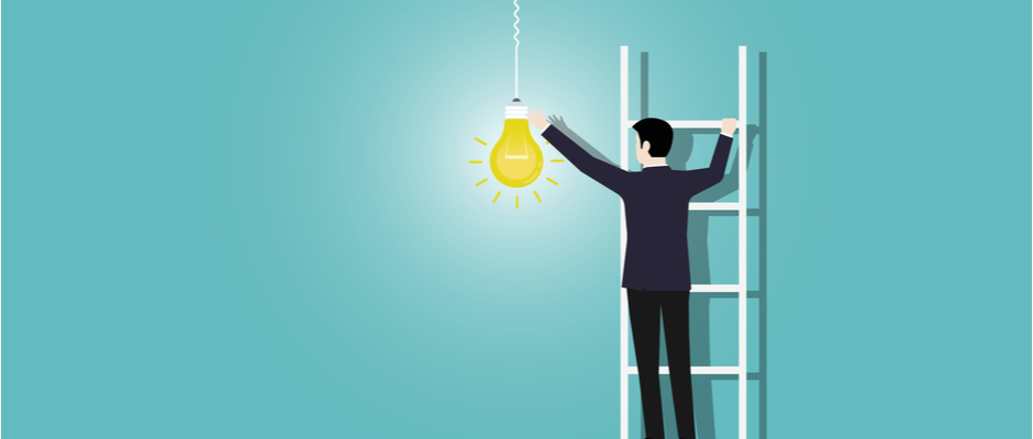 Salesperson changing a lightbulb