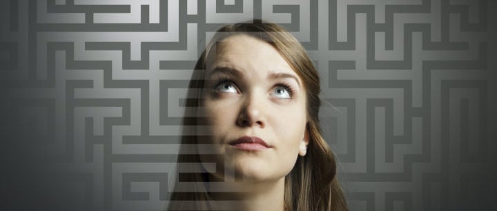 alt image text of girl looking at a maze to represent problem solving