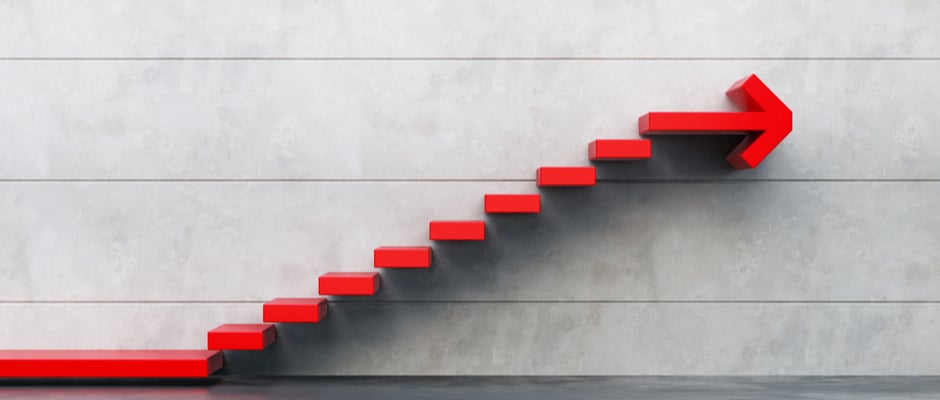 image of stairs going upward with an arrow pointing forward