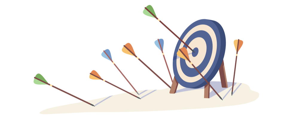 A target with arrows slowly closing in on the bullseye as a metaphor for closing deals