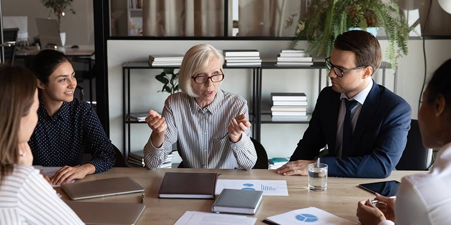 client explaining a problem in a sales meeting