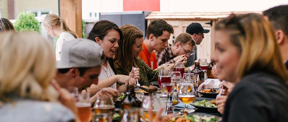 people eating at a restaurant