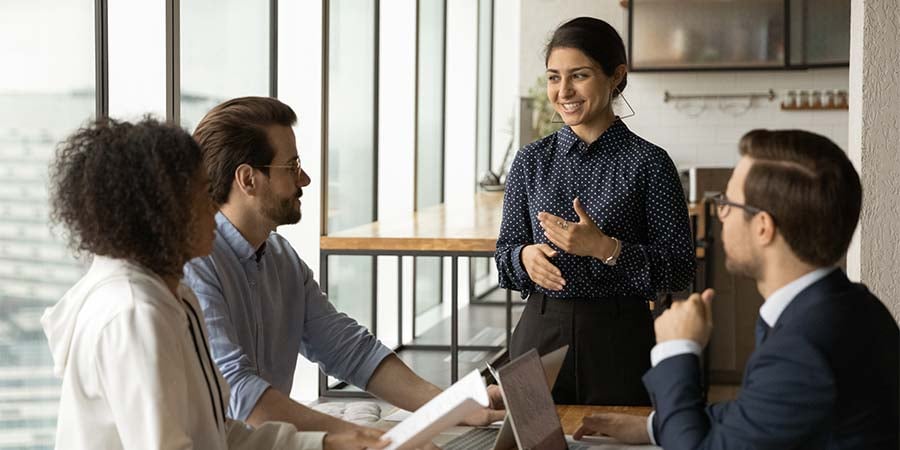 young woman in a sales presentation