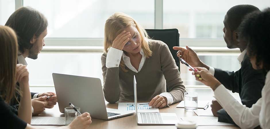 Sales leader frustrated with angry workers