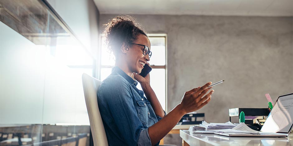 young african american woman talking on the phone