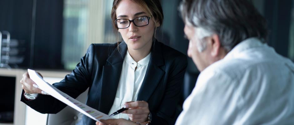 businesswoman offering advice to client