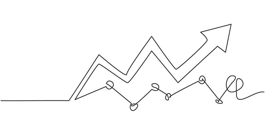 line drawing of a line chart