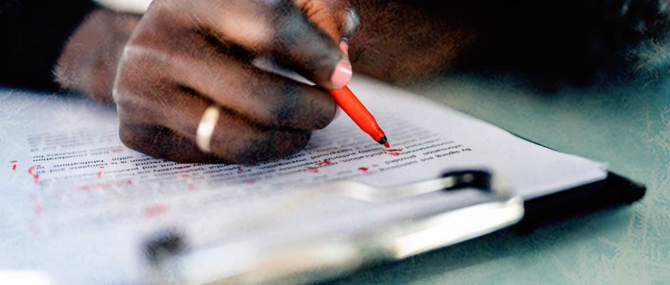 man editing a script