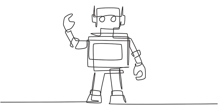line drawing of a robot symbolizing automation