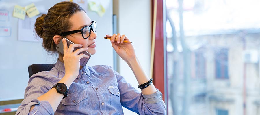 cold calling woman listening to client