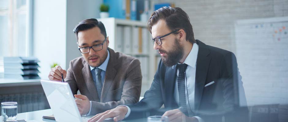 two businesspeople talking
