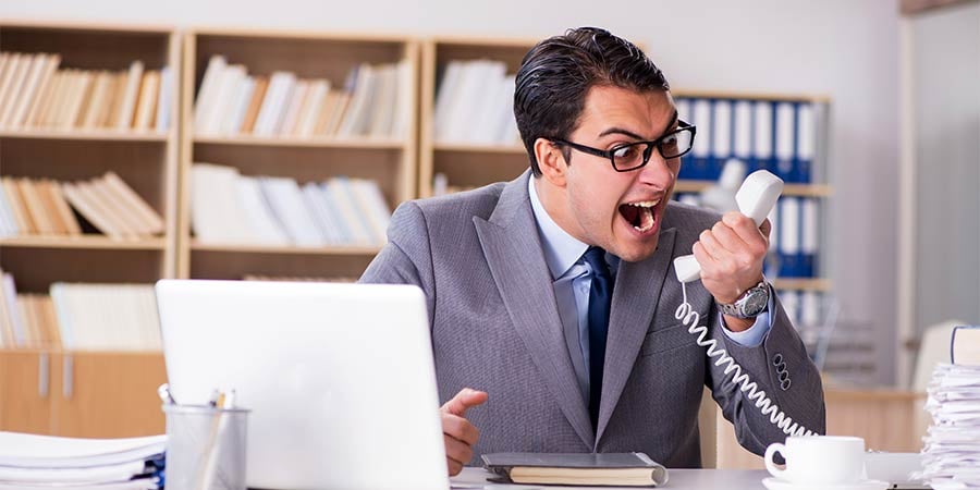 furious client yelling into the phone