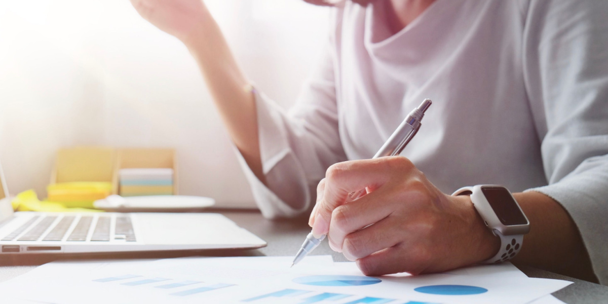 Woman planning sales call