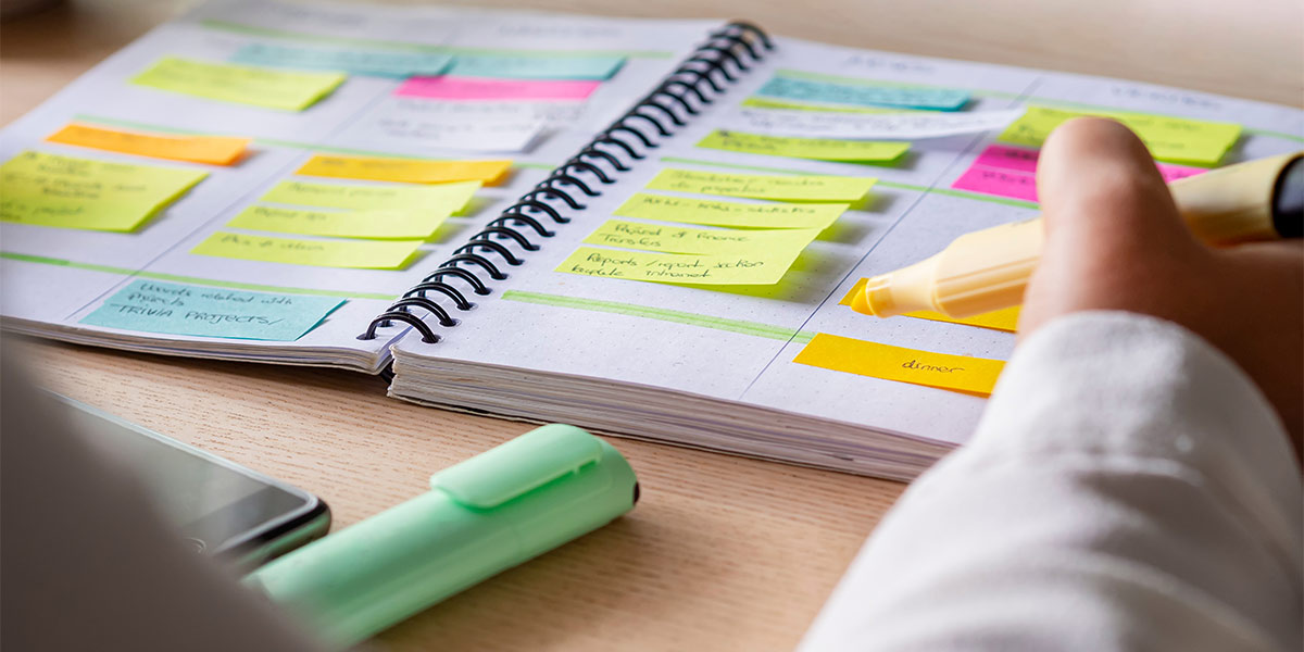 Close-up of an agenda planner
