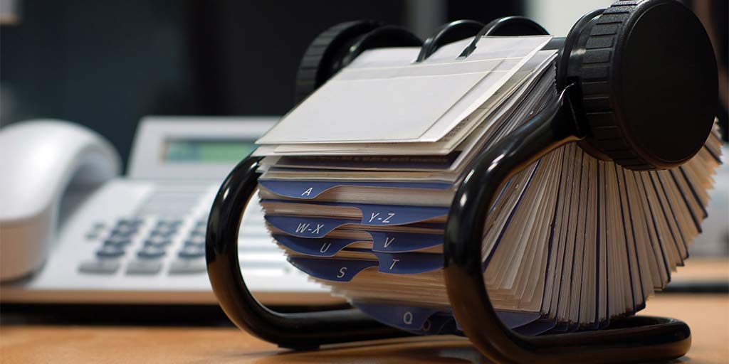 rolodex on desk