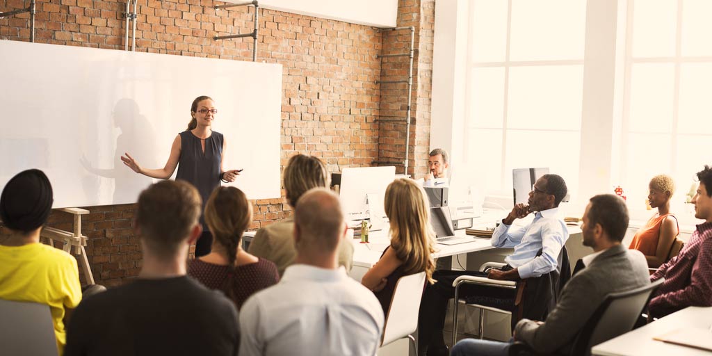 Sales manager leading a training session