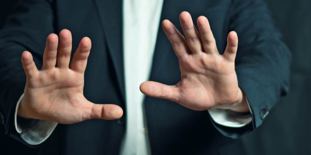 businessman stop gesture