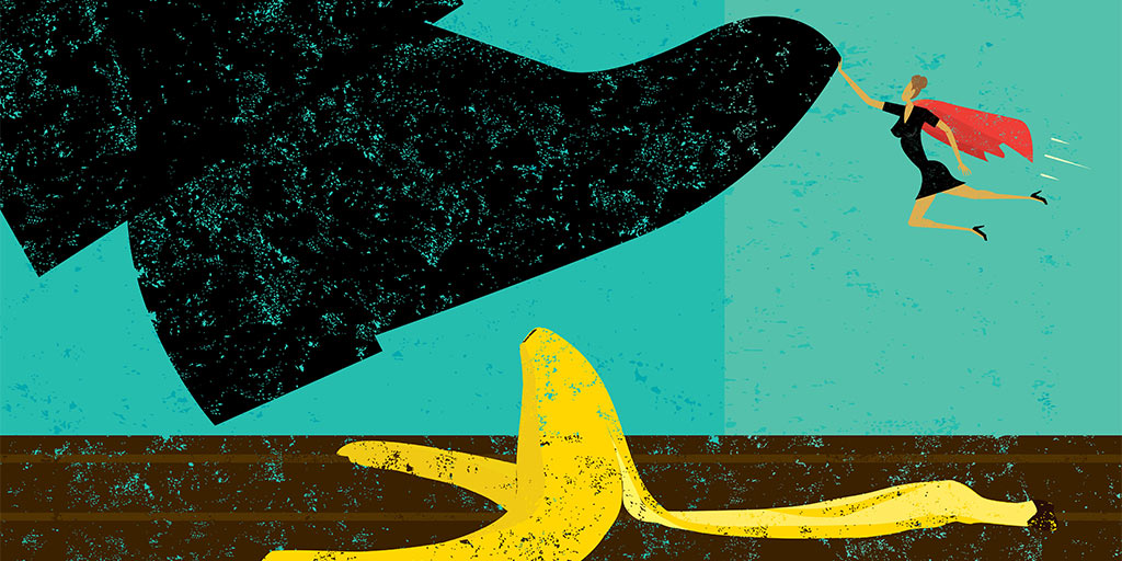 foot about to step on banana peel