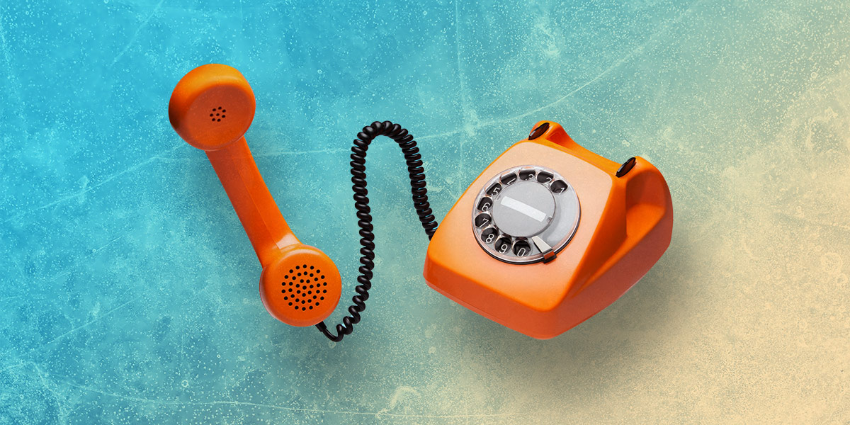 cold call telephone suspended in ice