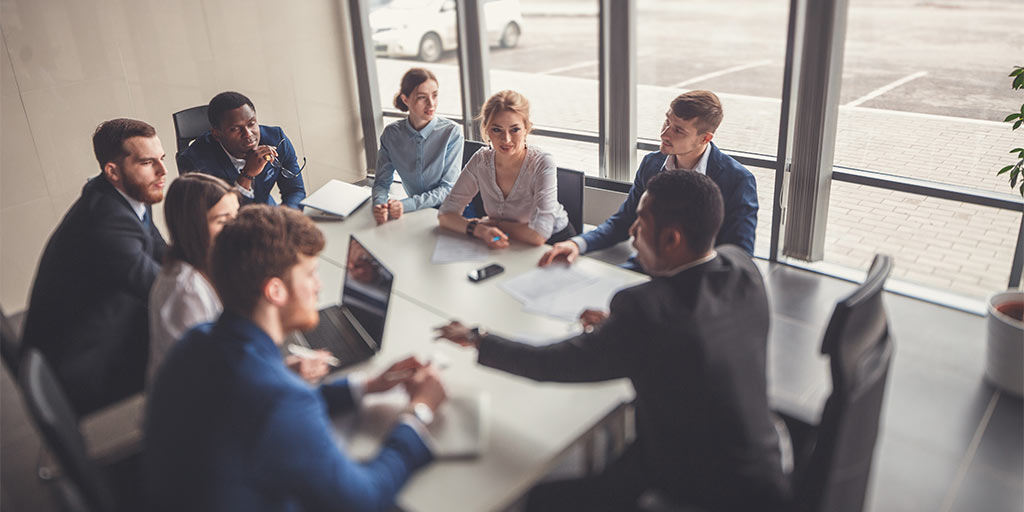 business leaders training in a conference room
