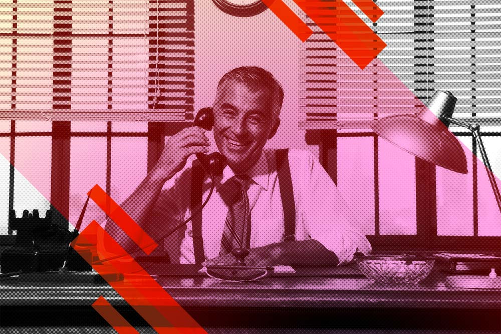 stylized photo of a vintage salesman